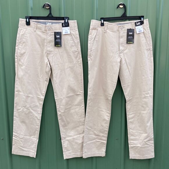 Men's Flat Front Chino with Motion Flex Waistband Khaki Pants 2-Pack Size 32X30 - Picture 1 of 9